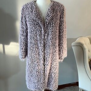NWOT Nine West women’s TOPPER / CARDIGAN / light COAT eyelash Pink on blk Med